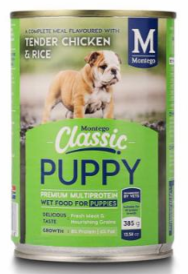 Montego Classic Wet Puppy Food Chicken &amp; Rice Tin 385g